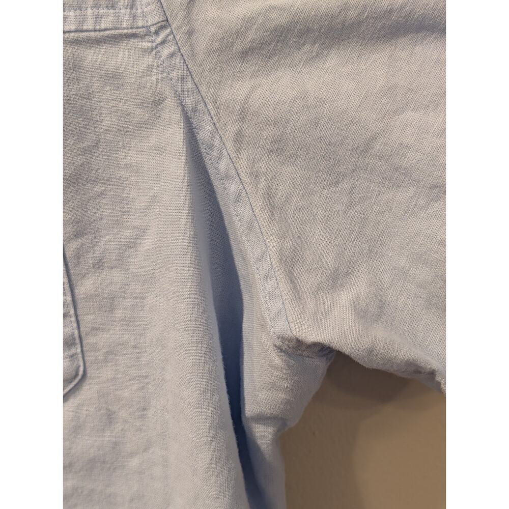 Michael Kors Tailored Fit Light Blue Linen-Cotton Short Sleeve Button-Up L - Picture 6 of 12